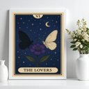 Ver imagem 2 de Quadro Carta Tarot The Lovers - Borboletas 33x24cm - com Vidro:moldura Branca