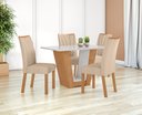 Ver mais imagens de Conjunto Sala de Jantar Mesa Apogeu 120 Tampo Vidro Off White com 4 Cadeiras Apogeu - Lopas Amendoa