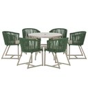 Ver imagem 1 de Mesa com 6 Cadeiras de Jantar Roma 120cm e Noronha em Alumínio Fendi Corda Náutica Estofado 8 Trama