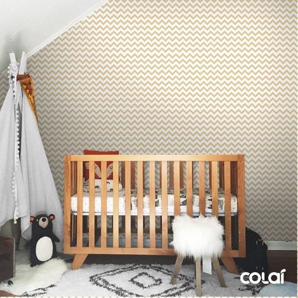 Papel De Parede Adesivo Lavável Chevron Mostarda 3m - 5