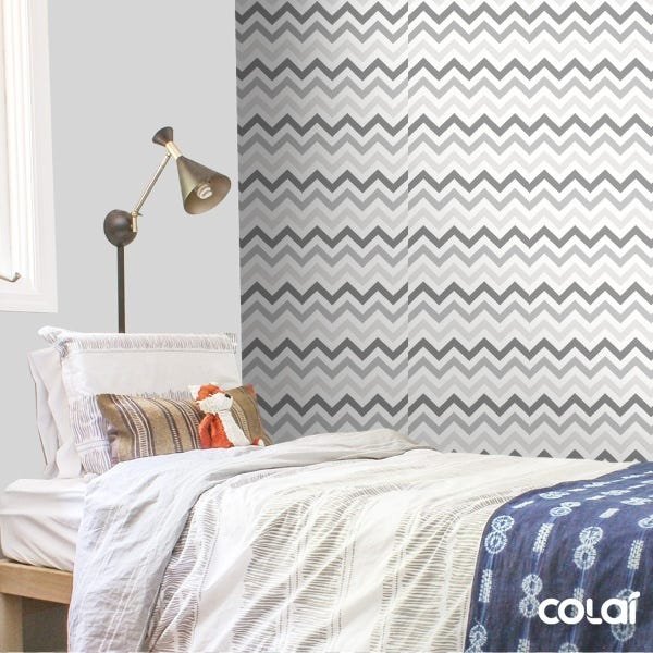Papel De Parede Lavável Chevron Tons De Cinza 6m - 3