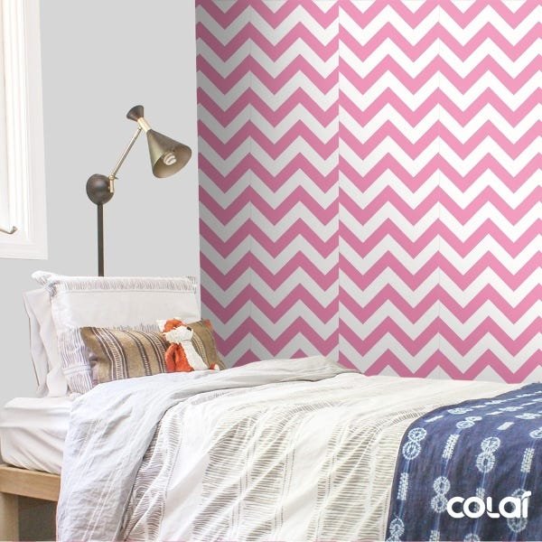 Papel De Parede Lavável Chevron Grandes Rosas 3m - 3