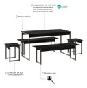 Ver imagem 3 de Mesa de Jantar com 2 Banco e 2 Banquetas Estilo Industrial Preto Ônix