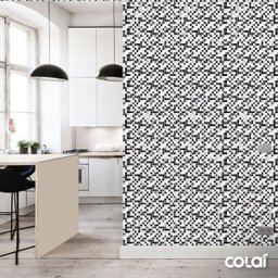 Papel de Parede Lavável Pastilhas Pretas e Cinzas 15m - 3