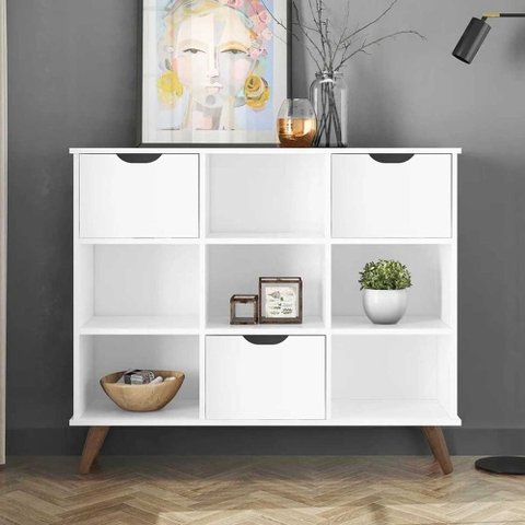 Nicho Organizador Retro Branco Com 3 Gavetas Brancas Qmovi Móveis
