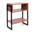 Ver imagem 1 de Mesa de Cabeceira Industrial MDP Mel Bemfixa 50cm 3 Prateleiras