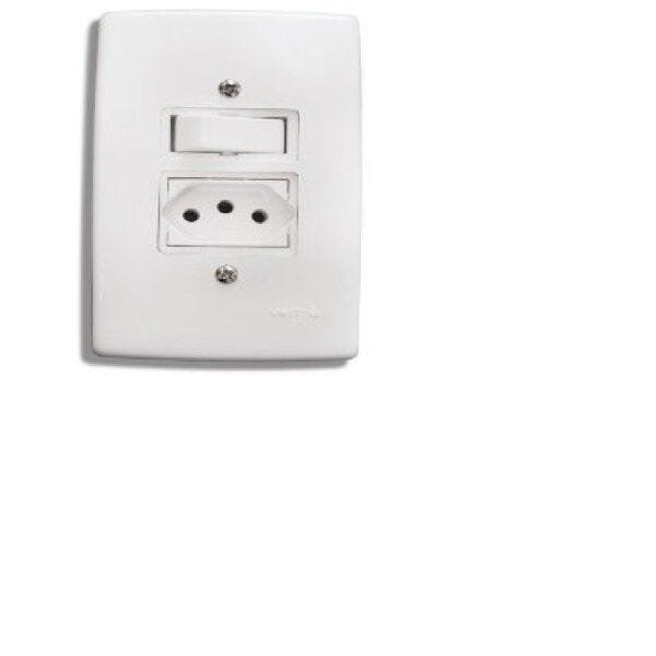 Conjunto de Interruptor Simples com Tomada 4x2 10A Branco - 1