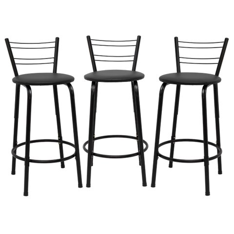 Kit 3 Banquetas para Bancada Flórida Preta 60cm Cozinha Gourmet Balcão Ilha Piscina Área de Lazer
