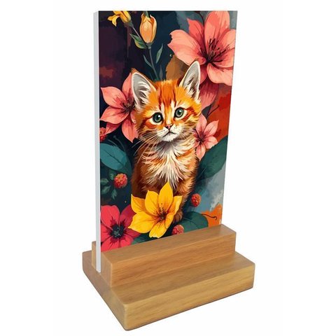 Placa Decorativa de Mesa Gatinho