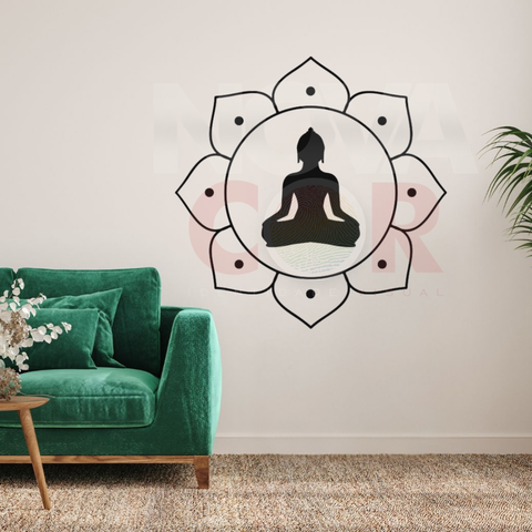 Adesivo de Parede Silhueta Buda Mandala Simples - 50x50cm