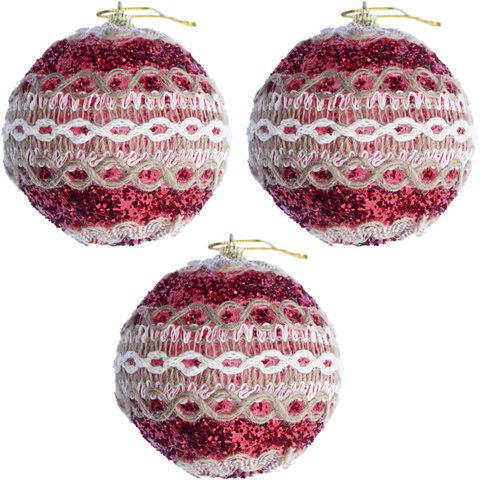 Kit 12 Decoração Bola Vermelha Natal Árvore de Natal de 75mm