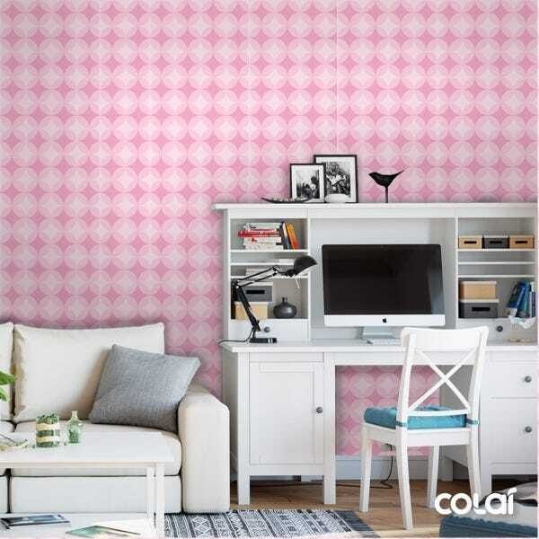 Papel De Parede Adesivo Lavável Abstrato Rosa 12m - 2