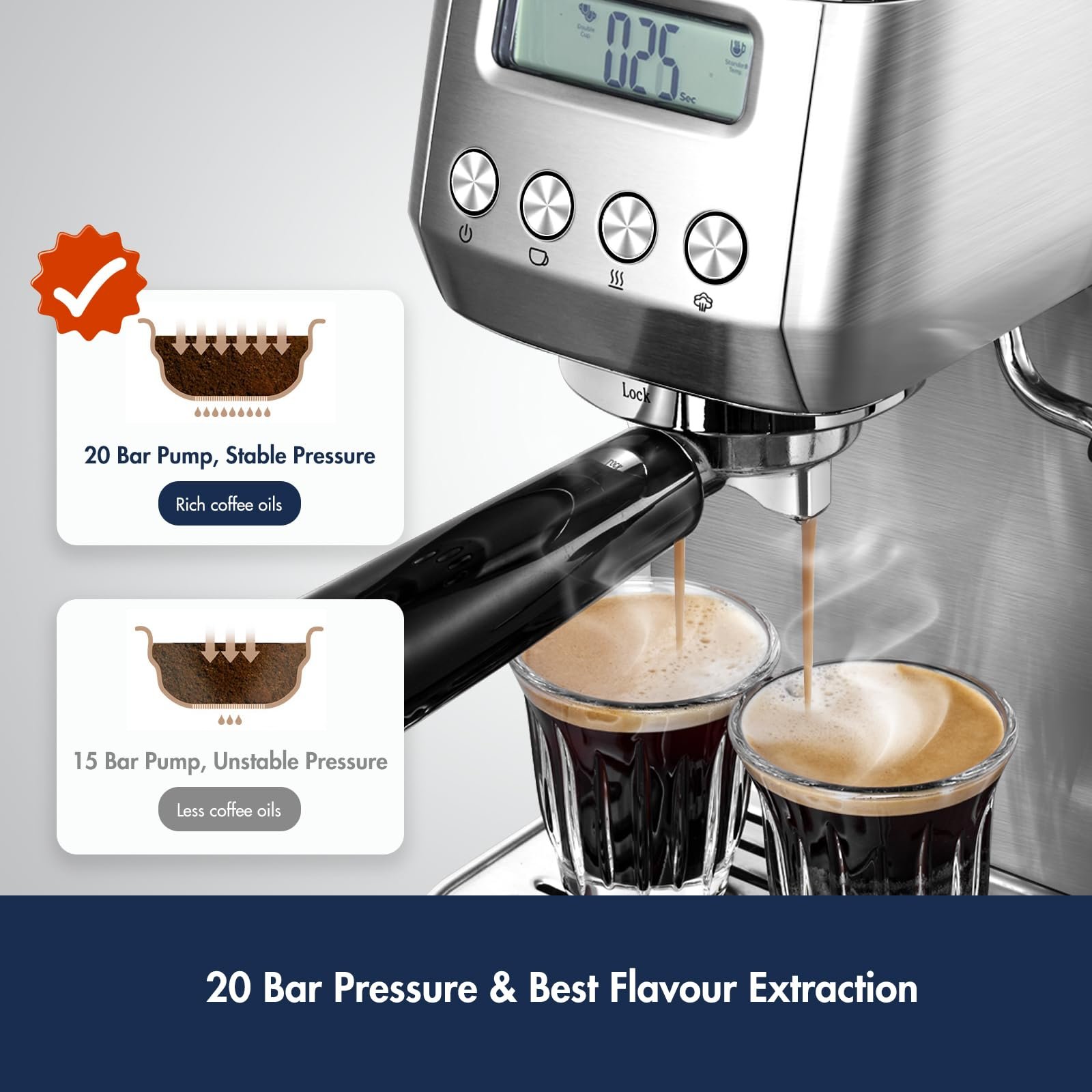 Máquina de Espresso Amzchef com Espumador de Leite e Painel Lcd (prata) - 4