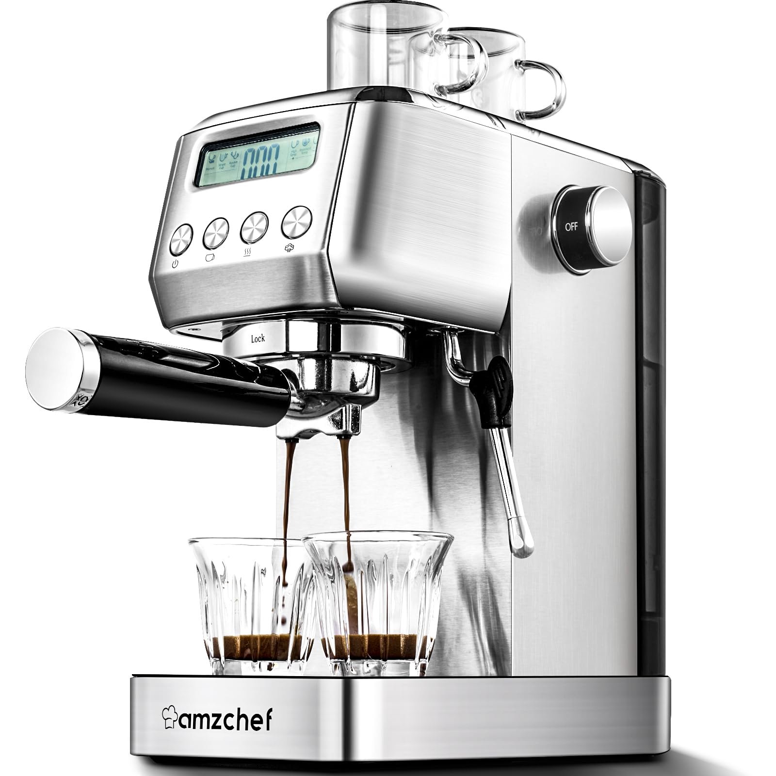 Máquina de Espresso Amzchef com Espumador de Leite e Painel Lcd (prata)