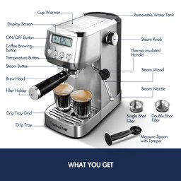 Máquina de Espresso Amzchef com Espumador de Leite e Painel Lcd (prata) - 5