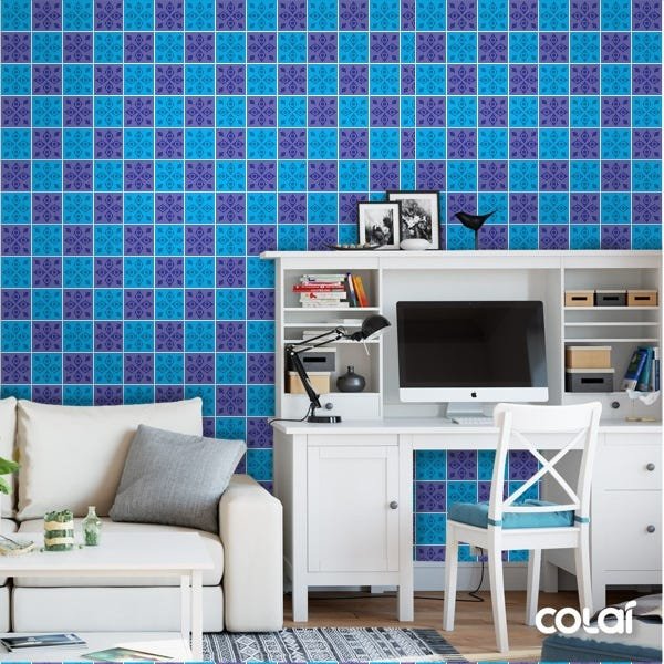 Papel De Parede Adesivo Lavável Mosaico 12m - 2