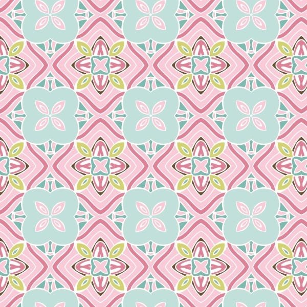 Papel De Parede Adesivo Lavável Arabesco Rosa E Verde 9m - 1