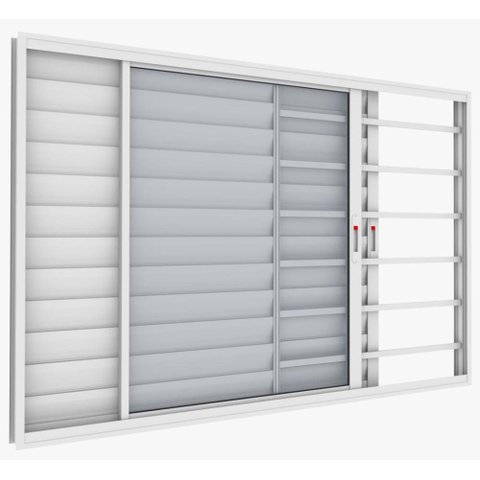 Janela de Correr Alumínio Branco Veneziana c/Grade - 100x120
