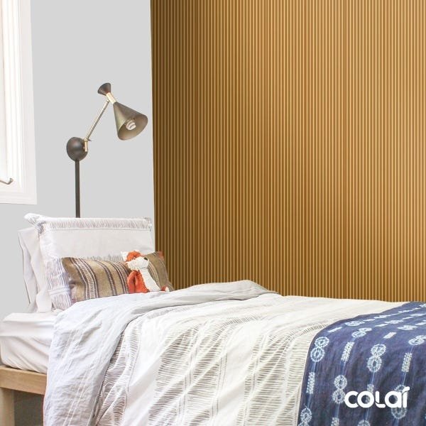 Papel De Parede Adesivo Lavável Listrado Dourado 3m - 3
