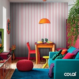 Papel De Parede Adesivo Lavável Listrado Cor-De-Rosa 3m - 5