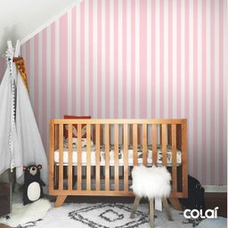 Papel De Parede Adesivo Lavável Listrado Cor-De-Rosa 3m - 7