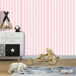 Papel De Parede Adesivo Lavável Listrado Cor-De-Rosa 3m - 6