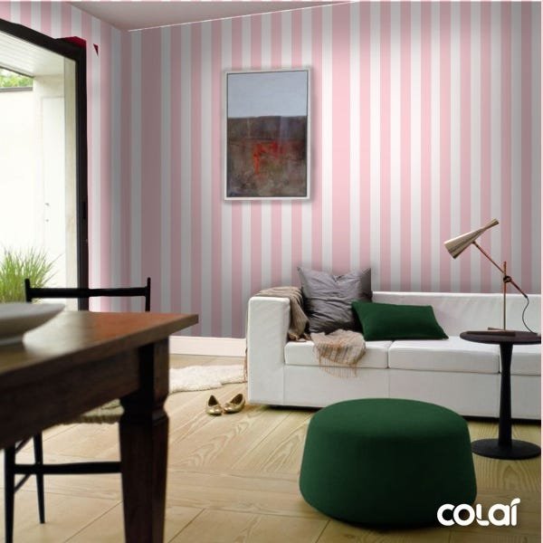 Papel De Parede Adesivo Lavável Listrado Cor-De-Rosa 3m - 4