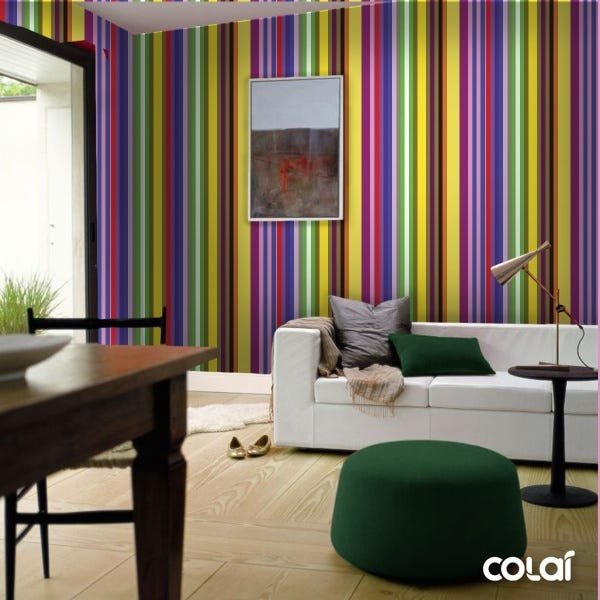 Papel De Parede Adesivo Lavável Listrado Multicolorido 6m - 4