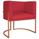 Ver imagem 1 de Poltrona Decorativa Luna Base de Ferro Bronze Suede Vermelho