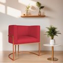 Ver imagem 2 de Poltrona Decorativa Luna Base de Ferro Bronze Suede Vermelho