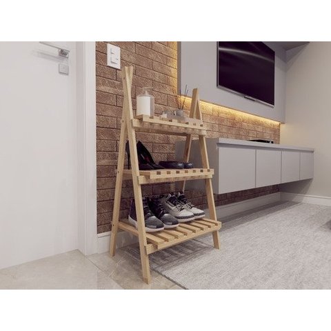 Sapateira de madeira leve e decorativa para calçados e vasos  Technox