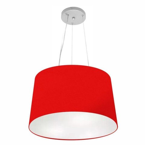 Lustre Pendente Cone Vivare Md-4153 Cúpula em Tecido 30/45x40cm - Bivolt Vermelho 127/220v