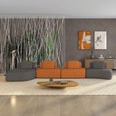 Ver imagem 1 de Sofá 4 Lugares Orgânico com Chaise e 3 Módulos Berlim bouclê Grafite-caramelo K01 - D'Rossi