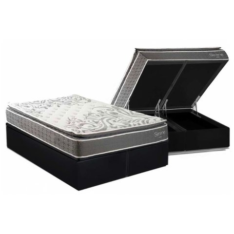 Cama Box Baú King + Colchão Molas Kappesberg Ensacadas Serene + Base Crc Courano Black