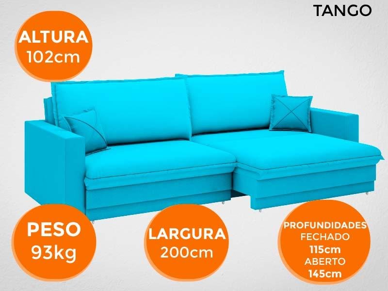 Sofá Tango 2,00M Sem Caixa, Retrátil e Reclinável Velosuede Turquesa - Netsofás - 6