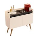 Ver imagem 1 de Aparador Buffet Gold Marmorizado 2 Portas Pés Madeira Maciça Off White/marmore Preto