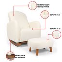 Ver imagem 3 de Poltrona Amamentação Balanço Madeira e Puff Jhessy Bouclê R04 - D’Rossi