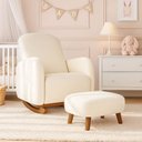 Ver imagem 1 de Poltrona Amamentação Balanço Madeira e Puff Jhessy Bouclê R04 - D'rossi