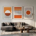 Ver imagem 2 de Quadro Decorativo Minimalista Círculos Linhas Boho Moldura Filete:Moldura Ypê/50x75