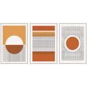 Ver imagem 3 de Quadro Decorativo Minimalista Círculos Linhas Boho Moldura Filete:Moldura Ypê/50x75