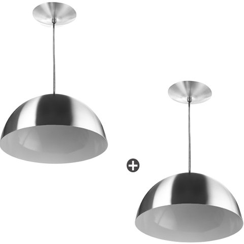 Kit 2 Pendente Meia Bola 30 Escovado Cozinha Churrasqueira