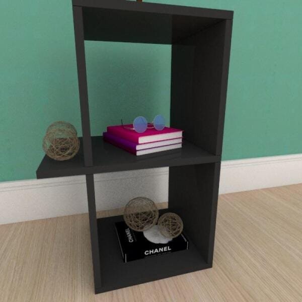 Mesa de cabeceira minimalista em mdf preto - 1