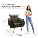 Ver imagem 6 de Poltrona Opala Quarto Recepção Sala Cadeira Decorativa De Madeira Pés Palito Cappuccino