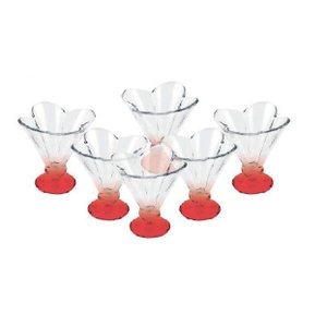 Jogo com 6 Taças para Sobremesa Crema Vermelho 170 ml - Mimo Style - TC19119VM