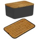 Ver imagem 1 de Conjunto Tábua Migalheira e Porta Pães com Tampa Bambu Preto Organizador Bolos Biscoitos ou