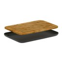 Ver imagem 4 de Conjunto Tábua Migalheira e Porta Pães com Tampa Bambu Preto Organizador Bolos Biscoitos ou
