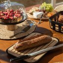 Ver imagem 5 de Conjunto Tábua Migalheira e Porta Pães com Tampa Bambu Preto Organizador Bolos Biscoitos ou