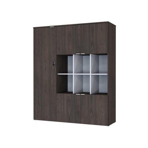 Armário Alto com Nichos e 05 Portas 161,5x135x42cm Wlan135 Terracota - Branco