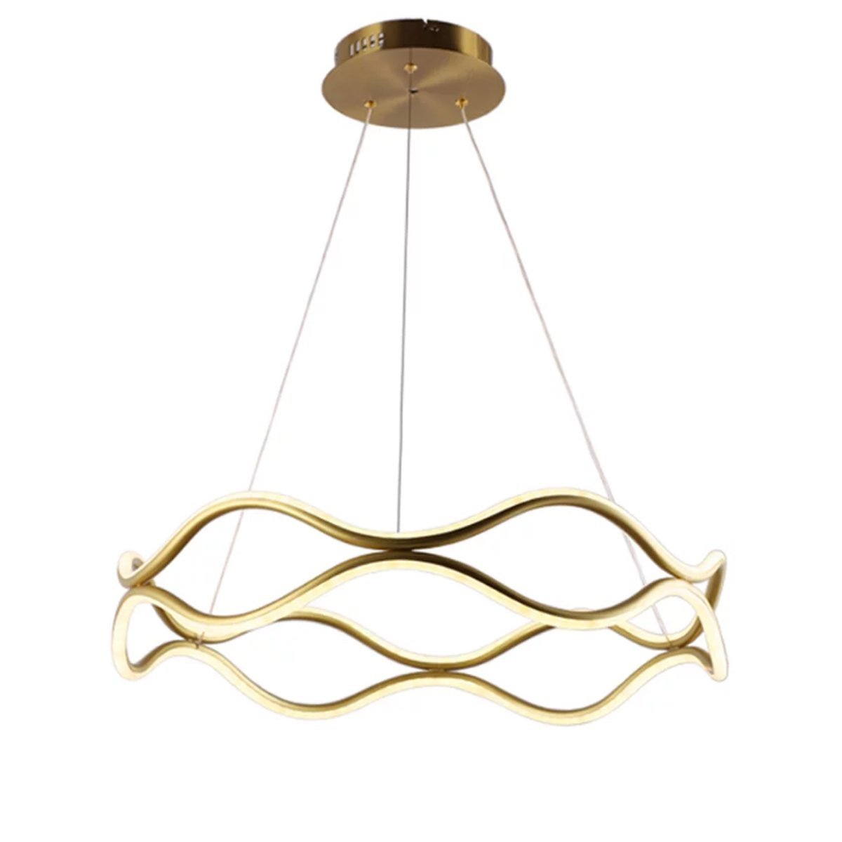 Luminaria Pendente 3 em 1 Lustre Ondas Infinito 52W Led Arco Aneis Dourado Residencial Comercial Sal - 9