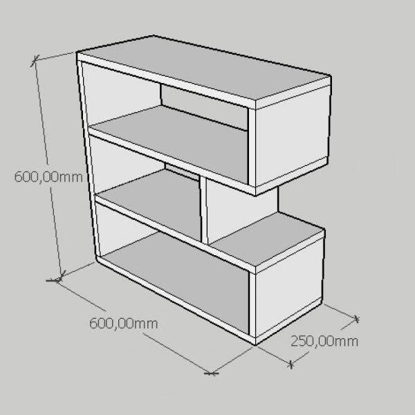 Estante de Livros compacta tripla em mdf preto - 2